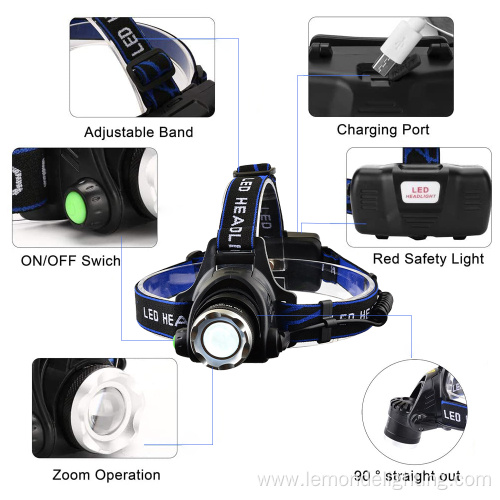 USB Rechargeable 3modes Led Headlights